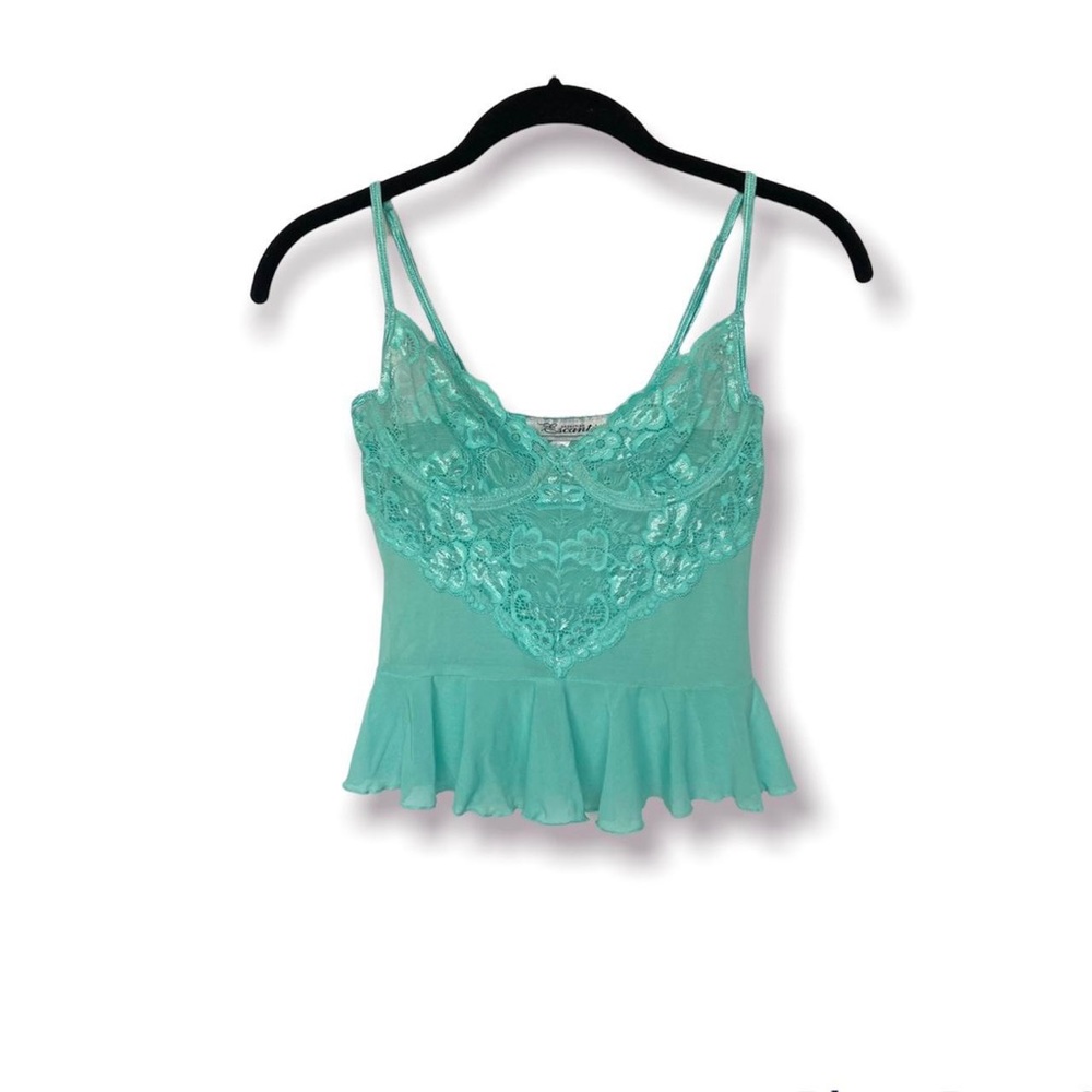 Vintage turquoise blue camisole bra top! - small
